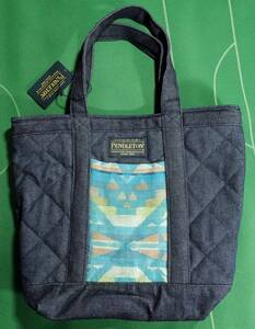 ▲PENDLETON コットンデニムキルト素材 トートバッグ Denim Quilt Lunch Bag インディゴ 未使用・タグ付!!!▲