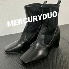 MERCURYDUO/マーキュリーデュオ スクエアトゥ サイドニットブーツ