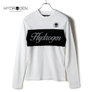 ◆【HYDROGEN(ハイドロゲン)/スカル＆Hydrogenプリントコットン天竺長袖クルーネックカットソー(41341001)】[hdg1890561-XXS]