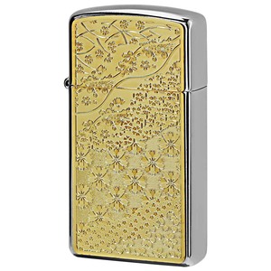 Zippo ジッポライター スリム 桜 さくら SLIM ＃1600 ゴールドプレート ニッケルメッキ 16MP-桜 GP メール便可