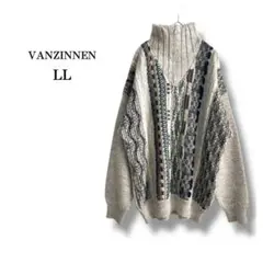 美品【VANZINNEN】ハイネックメンズニット　ハーフジップ　イタリア製　毛混