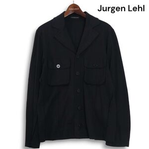 Jurgen Lehl ヨーガンレール 麻 リネン&コットン♪ ワーク ジャケット Sz.M　レディース 黒　K4T01299_8#M