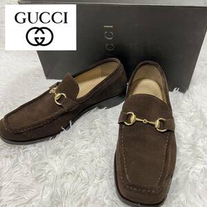 【1円】GUCCI グッチ ホースビット ローファー スエード 26.5cm 41 1/2 ブラウン