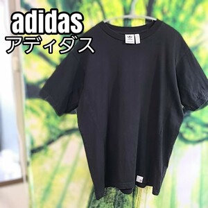 アディダス adidas シンプル 黒 コットン 透けない ブラック 無地 Tシャツ 半袖 黒Tシャツ 肌触り抜群