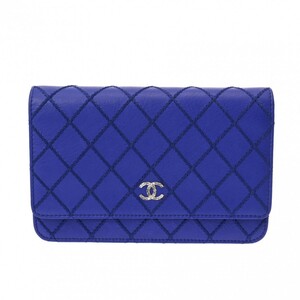 CHANEL シャネル マトラッセ チェーンウォレット ブルー A33814 レディース カーフ ショルダーバッグ Aランク 中古 銀蔵