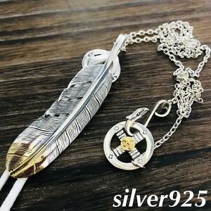 [高品質]silver925 先金フェザー イーグルフック チェーン ネックレス 新品 送料込み