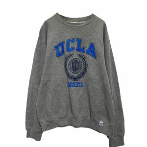 a611-7572 RUSSELL ATHLETIC プリントスウェット トレーナー M グレー 裏起毛 UCLA 古着卸 アメリカ仕入