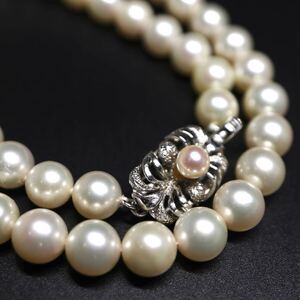 1円〜!!●アコヤ本真珠ネックレス●J 約31.2g 約40.0cm 約7.0mm珠 pearl necklace jewelry パール DD4/DH0 B226