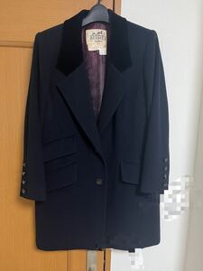 HERMESエルメスカシミヤ100%ネイビーコートレディース38サイズ(正規品)