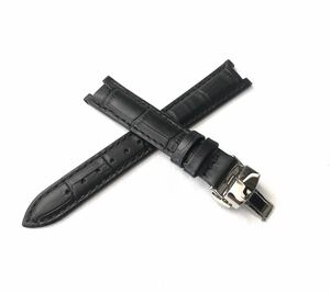 腕時計 凹型 革 レザーベルト ブラック 黒 16mm Dバックル 【対応】カルティエ パシャ32 Cartier