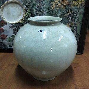 ■観心・時代旧蔵■C278珍品旧蔵 朝鮮 高麗磁 朝鮮古陶磁器 古高麗 李朝時代 李朝白磁開片釉月亮罐