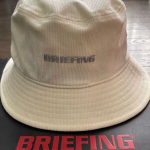 送料無料BRIEFING GOLFブリーフィング最新秋冬BG NEWロゴCORDUROYバケットハット起毛保温性蒸れ軽減STRETCHライナーIVORY(お買得L)新品