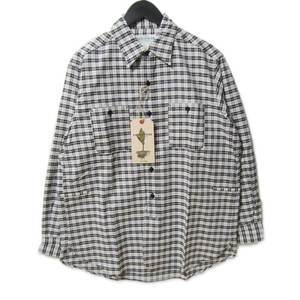 未使用 SASSAFRAS ササフラス ガーデニング アット ナイトシャツ Gardening At Night Shirts 長袖チェックシャツ 白 黒 S 27107532