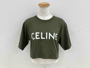 CELINE セリーヌ クロップド プリント Tシャツ 2X761671 ダークグリーン サイズXS レディース 店舗受取可