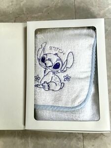 新生児に最適！ディズニー〈STITCHスティッチ〉ふわふわ柔らか無燃焼タオル　刺繍入・ループ縁飾　日本製　品番シール付