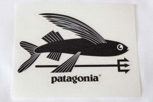訳あり 激レア パタゴニア 転写 ステッカー トライデントフィッシュ 黒 PATAGONIA TRIDENT FISH アメリカ 限定 フライング 飛魚 デコ 新品