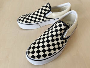 【レア品】 24.5cm バンズ スリッポン チェッカーボード VANS SLIP-ON PLATFORM BLK&WHT CHECKER/WHT US6.5/24.5cm