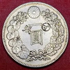 A77 日本 明治八年 一圓 貿易銀 刻印　竜　大型硬貨 菊紋 美品