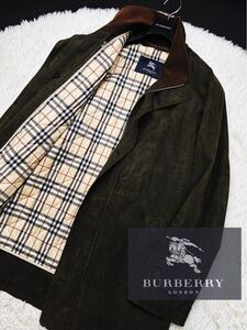 s78 ●定価15万【別格高級スエードレザー】●BURBERRY LONDON●キルティングライナージャケット バーバリーコート メンズ M 極美品！