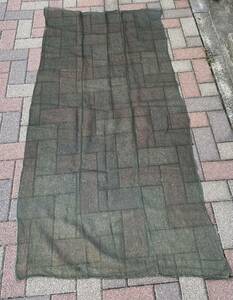 レトロ　蚊帳　カヤ　ほどき　◆ハギレ・古布/麻 　28×175cm ３巾　緑　　古民家