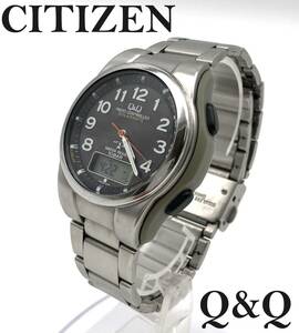 7703800-18【CITIZEN】Q&Q/シチズン/ SOLARMATE/ソーラーメイト/電波ソーラー/腕時計/時計/稼働/ベルト ジャンク