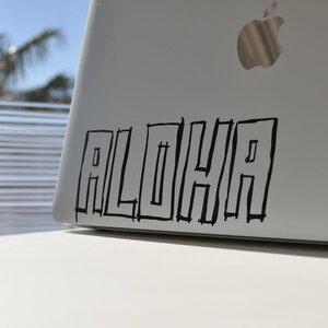 ALOHA ステッカー アロハ 黒 ｜切り抜き カッティングステッカー ハワイ 文字 転写 シール Macbook iPad ハワイアン SURF HDM USDM HI 