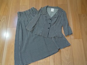 シビラ　Sybilla　セットアップ　ジャケット×ロングスカート　黒×白　ドット柄　Mサイズ　日本製　春・夏