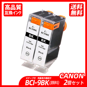 BCI-9BK 2本セット 顔料 ブラック キャノンプリンター用互換インク CANON社 ICチップ付 残量表示 BCI-9BK BCI-7eBK BCI-7eC ;B10704;