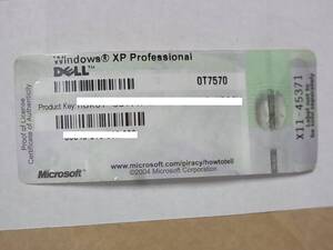 ◎ Microsoft Windows XP Professional COAシール プロダクトキー DELL 管PK0008