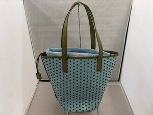 【GEORGES RECH】ジョルジュレッシュ　トートバッグ　サックスブルー×カーキグリーン　パンチングレザー　SY02-FIR