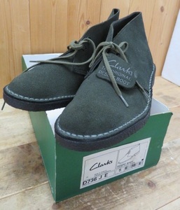 即決・美品☆タグ有り・Clarks デザートブーツ グリーンスウェード 英国製・37 1/2・クラークス DESERT BOOT Loaden Green Suede