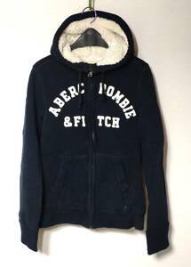 USED ABERCROMBIE&FICH ZIP UP PARKA NAVY Ssize アバクロンビーアンドフィッチ ジップアップ パーカー フーディ 裏ボア スウェット 