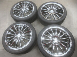 WORK ワーク SPORBO メッキ アルミ 18インチ 18X7.5J +48 PCD114.3 5H・2023年製 225/40ZR18 タイヤ付 4本