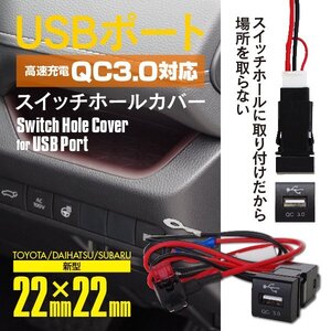 【ネコポス限定送料無料】USBポート 高速充電 スイッチホールカバー 22mm×22mm クイックチャージ3.0対応 ライズ A200A/A210A