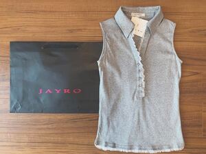 ★新品セール★JAYROジャイロ★白レース ノースリーブ スキッパー カットソー ライトグレー★