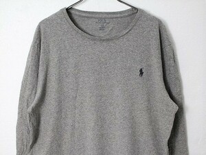 ポロ ラルフローレン クルーネック コットン 長袖 Tシャツ (L) 霜降り灰 ロンT