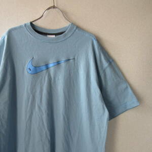 ○良品 NIKE ナイキ◆Tシャツ カットソー 半袖 デカスウォッシュ◆メンズ Lブルー Sサイズ