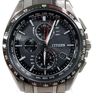 美品 CITIZEN シチズン ATTESA アテッサ Eco-Drive エコドライブ 腕時計 AT8144-51E 電波ソーラー クロノグラフ カレンダー チタン 動作OK