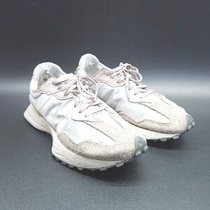 ◇ New Balance ニューバランス 異素材切り替え ロゴ スニーカー サイズ24.5 ベージュ レディース E