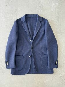 エルマノシェルビーノ ウールジャケット 46 ネイビー Ermanno Scervino ニット テーラード カジュアル 羊毛