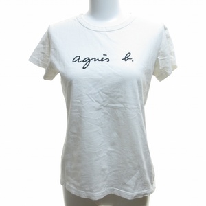 アニエスベー agnes b. ロゴTシャツ カットソー プリント 半袖 白 ホワイト 2 約Mサイズ ■GY09