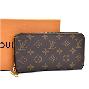 ルイヴィトン ファスナー長財布 ジッピーウォレット モノグラム M42616 キャンバス×レザー ユニセックス ブラウン LOUIS VUITTON [?