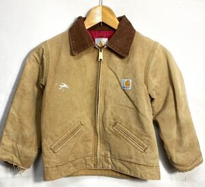 ■ 子供用 雰囲気◎ 90s USA製 ビンテージ Carhartt カーハート ダック地 デトロイト ジャケット 裏地キルティング ワーク アメカジ ■