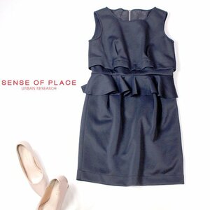 ☆☆ 美品 アーバンリサーチ SENSE OF PLACE ☆☆ 可愛い バックチュール　ポンチストレッチ ワンピース F 春 夏 22C07