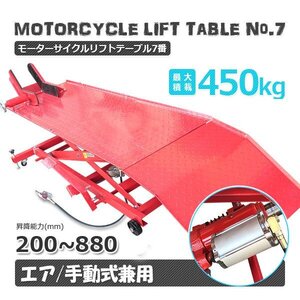 【パレットチャーター便】バイクリフトテーブル7 / モーターサイクル 小型車～大型車まで対応 ◆エア式＆足踏み式◆ 最大積載450kg