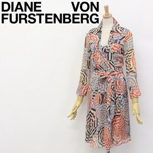 ◆DIANE von FURSTENBERG/ダイアンフォン ファステンバーグ インナーキャミソール付 総柄 シャツ ラップ ワンピース