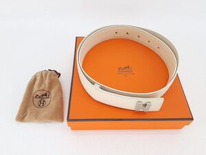 エルメス Hロゴ レザーベルト アイボリー サイズ90 (全長約 114ｃｍ）HERMES ◆3105/高林店 ST