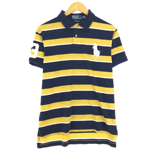 古着 ラルフローレン Ralph Lauren POLO by Ralph Lauren CUSTOM FIT ビッグポニー 半袖 ボーダー ポロシャツ メンズL /eaa447737