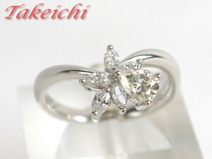 Pt900★リング 指輪 ダイヤモンド 0.50ct 0.34ct◇L/SI2 ペアシェイプカット ●15号 【中古】/32397