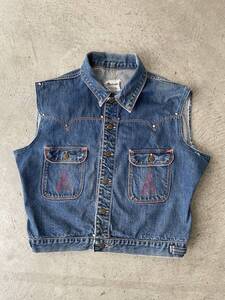 希少!USA製!60s 70s 80s MADEWELL デニムジャケット denim スタッズ ハンドペイント パンク ロック indigo インディゴ ベスト 大きいサイズ